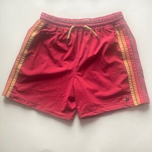Aviator Nation Kids Red Swim Trunks with Gold Stripes